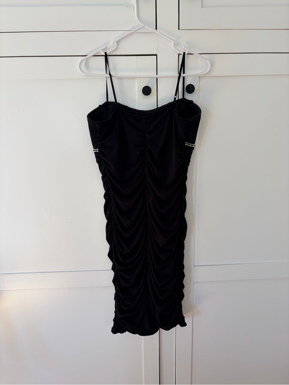 Ruby Rox Black Ruched Bodycon Rhinestones Evening Dress Size XL - Picture 4 of 9